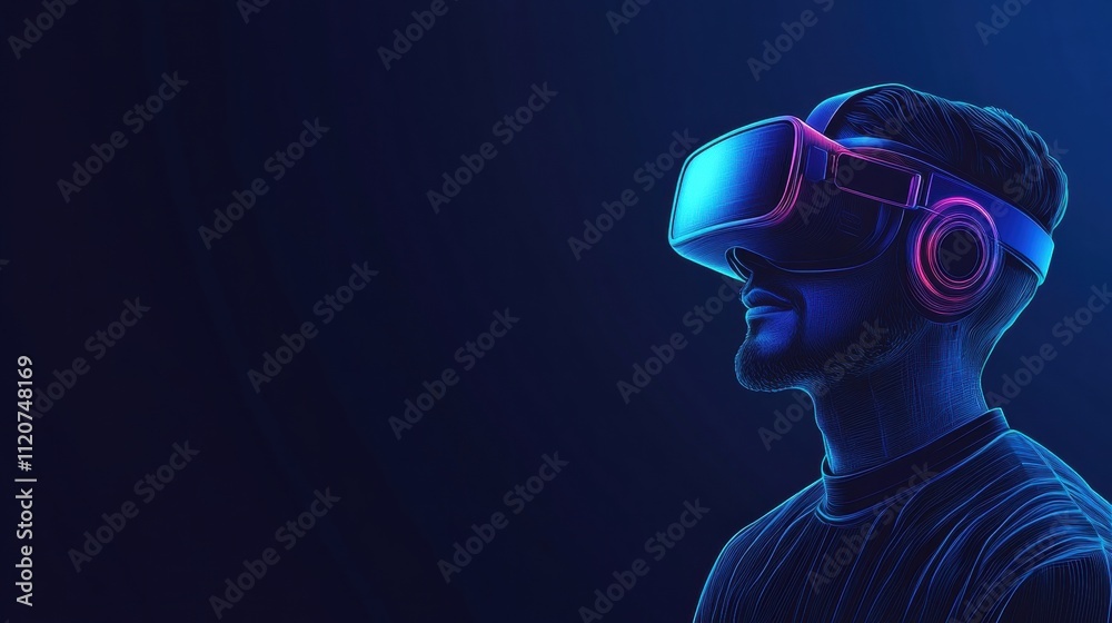 Man Experiencing Virtual Reality Man Experiencing Virtual Reality