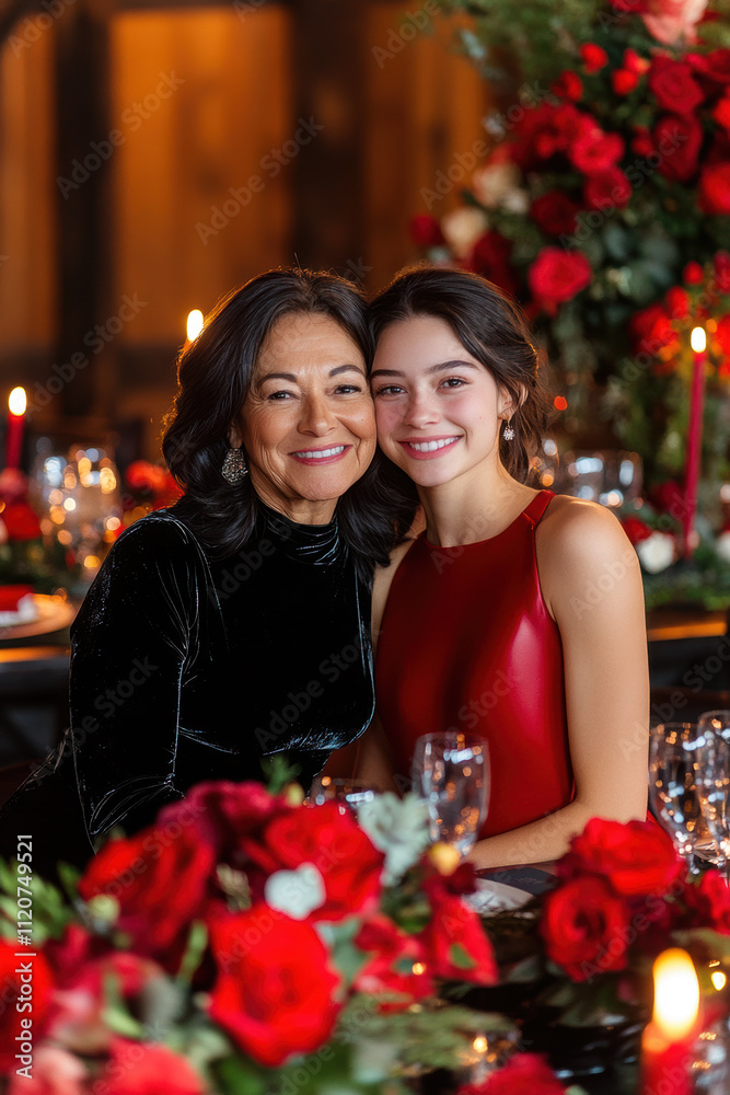 Elegant Dinner Party with Red Roses Elegant Dinner Party with Red Roses