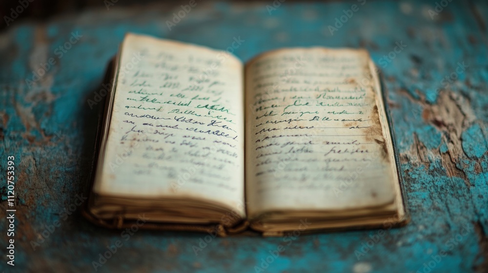 Obraz premium Antique Journal with Handwritten Notes