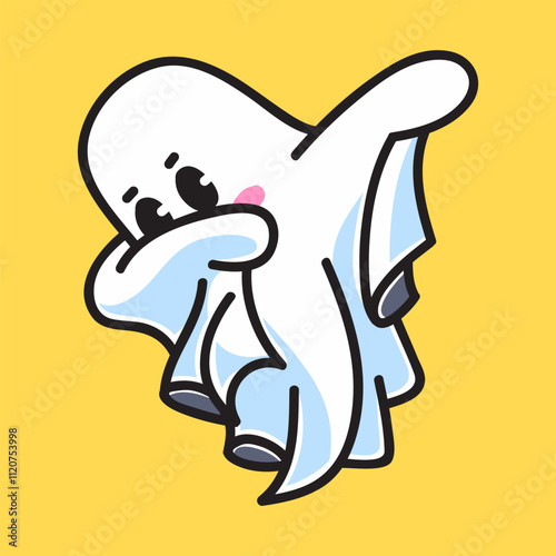 Cute Ghost Swag Vector Cartoon Illustration. Scary Icon Concept Isolated Premium Vector. Flat Cartoon Concept. Cute Doodle Cartoon Illustration Style. Suitable for Any Project