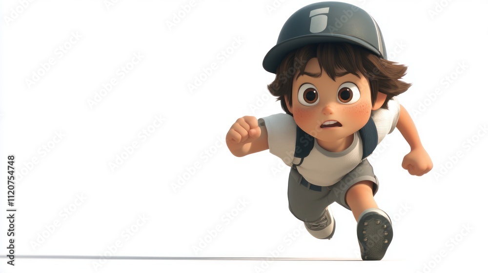 A young boy running with determination. A young boy running with determination.