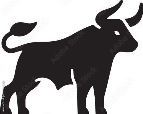 bull icon minimal silhouette style vector art illustration on a white background.
