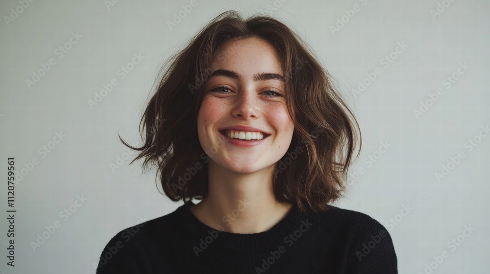 Happy Woman Portrait, Freckles, Smiling Girl Happy Woman Portrait, Freckles, Smiling Girl