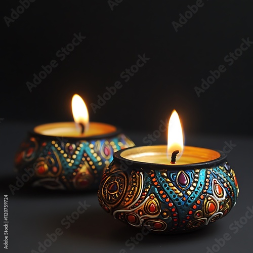 Traditional Indian Ornaments and Diya Lamps photo