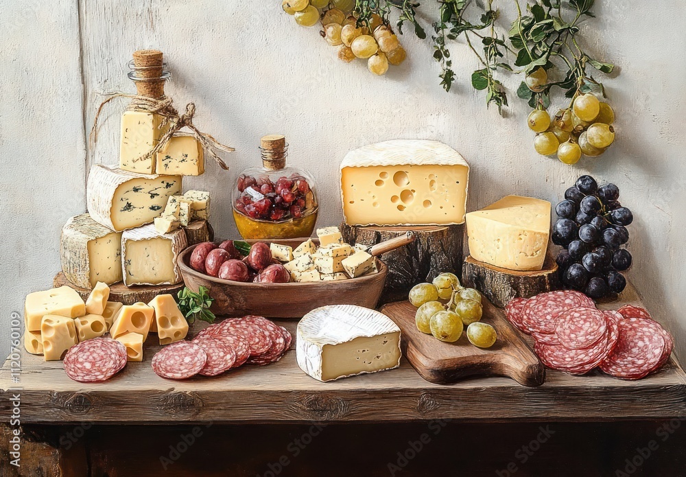 Cheese and Charcuterie Board with Antipasti Appetizers Traditional Italian and French Snacks for Buffet Party Cheese and Charcuterie Board with Antipasti Appetizers Traditional Italian and French Snacks for Buffet Party