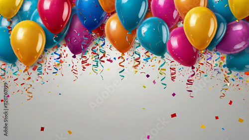 colorful balloons and confetti