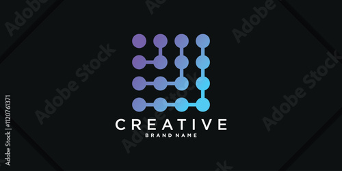 Abstract molecul tech logo. Creative square shape modern icon. Premium Vector photo