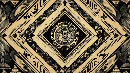 Geometric Abstract Art: Black and Gold Kaleidoscope