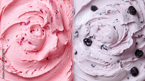 Wallpaper Mural Luscious ice cream pink mint, velvety creamy fresh blueberry raspberry, delightful sweet frozen dessert fruity, refreshing delicious indulgent, decadent smooth tasty. Torontodigital.ca