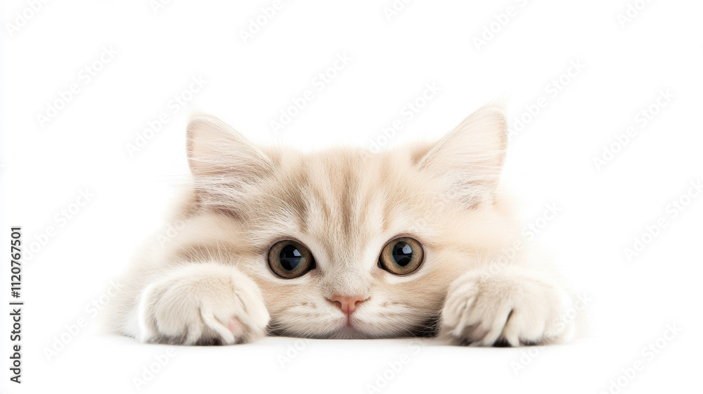 Obraz premium Cute Kitten Peeking Over a Surface