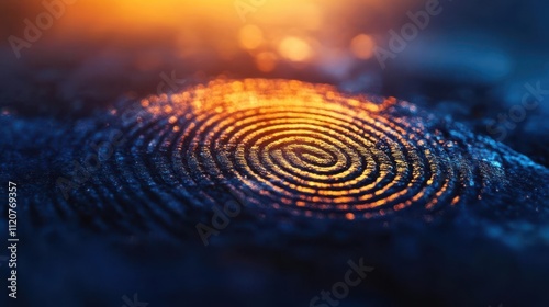 A close-up of a spiral pattern illuminated with warm light, creating an abstract visual effect.