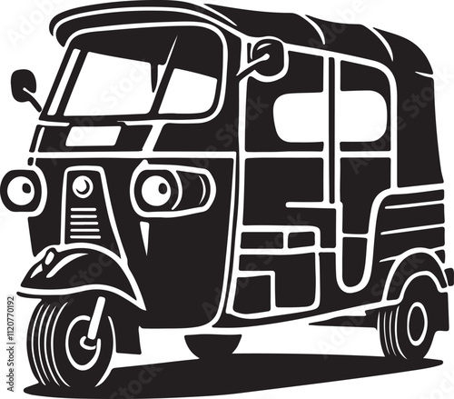 Auto rickshaw silhouette logo symbol design vector illustration