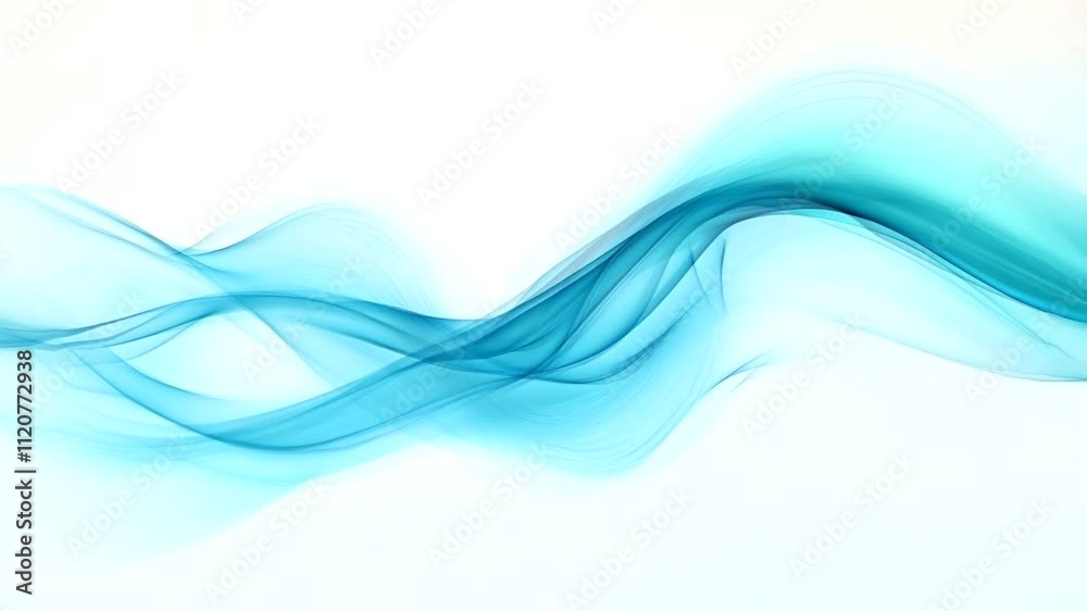 Abstract Teal and White Flowing Waves, Digital Art Background
