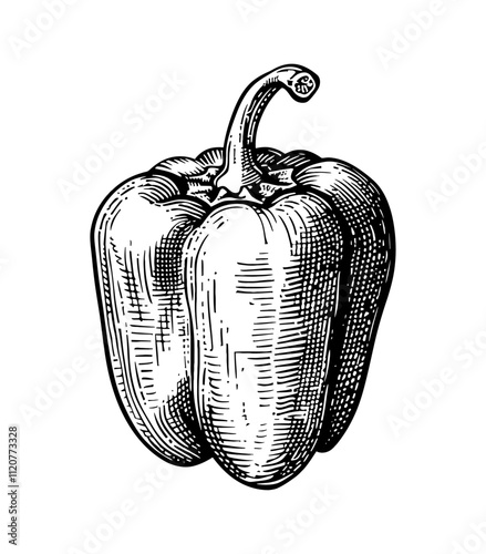 paprika engraving black and white outline