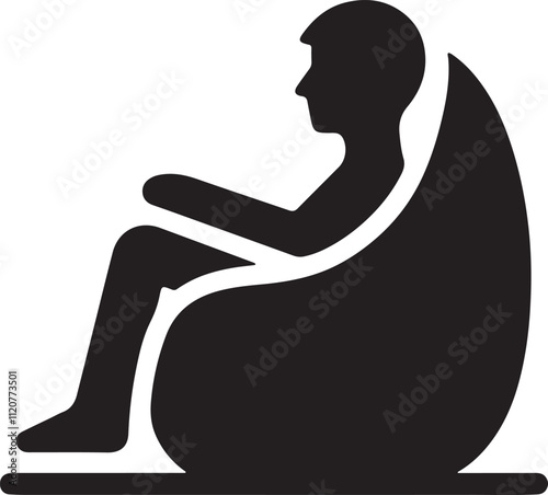 Bean bag chair icon minimal silhoutte style vector art illustration on a white background.
