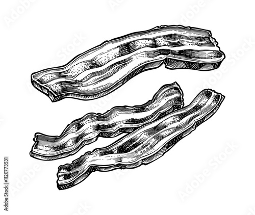 bacon engraving black and white outline