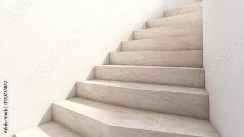 Modern Beige Wooden Staircase  Minimalist Interior Design  Home Architecture  Steps  Ascen photo