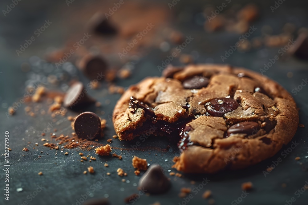 Rustic Chocolate Chip Cookie Closeup, Cookie A Closeup Look at Delicious, Rustic Chocolate Dessert Rustic Chocolate Chip Cookie Closeup, Cookie A Closeup Look at Delicious, Rustic Chocolate Dessert