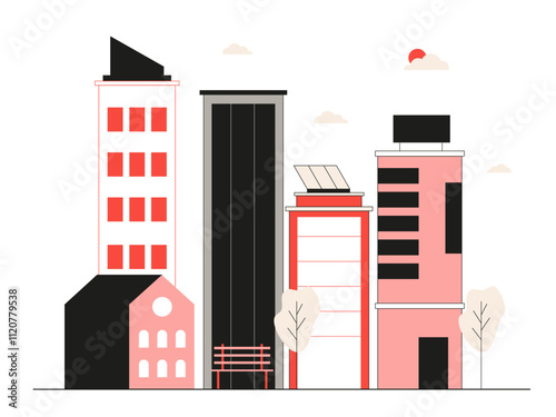 City landscape. City illustration. Flat vector illustrations