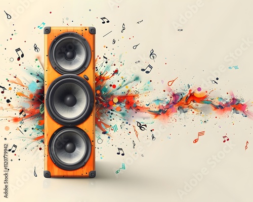 Music Speaker with Colorful Splashes photo