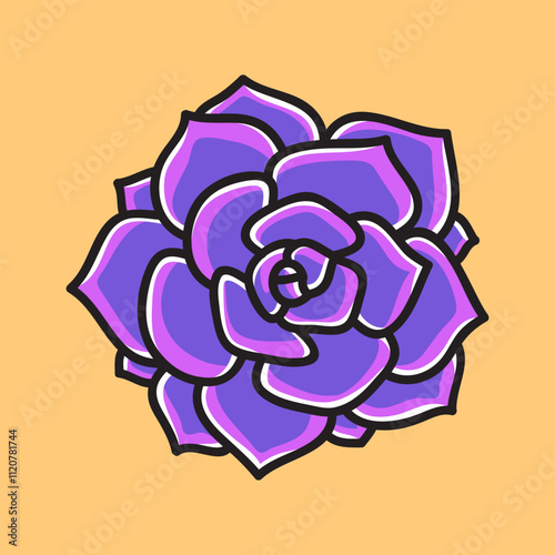 Purple Succulent Flower Vector Cartoon Illustration. Botanical Icon Concept Isolated Premium Vector. Flat Cartoon Concept. Cute Doodle Cartoon Illustration Style. Suitable for Any Project