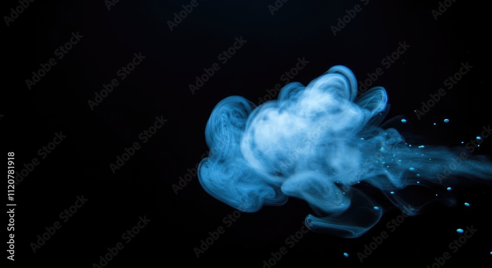 Blue smoke on black background, forming artistic shapes Blue smoke on black background, forming artistic shapes