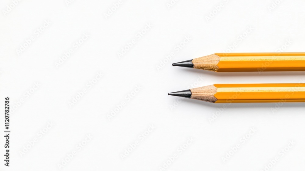 Minimalist Pencil and Eraser Set on White Wood Background Minimalist Pencil and Eraser Set on White Wood Background