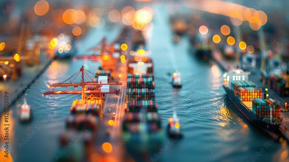 Dynamic cargo operations in a busy global trade port a digital maritime artwork Dynamic cargo operations in a busy global trade port a digital maritime artwork