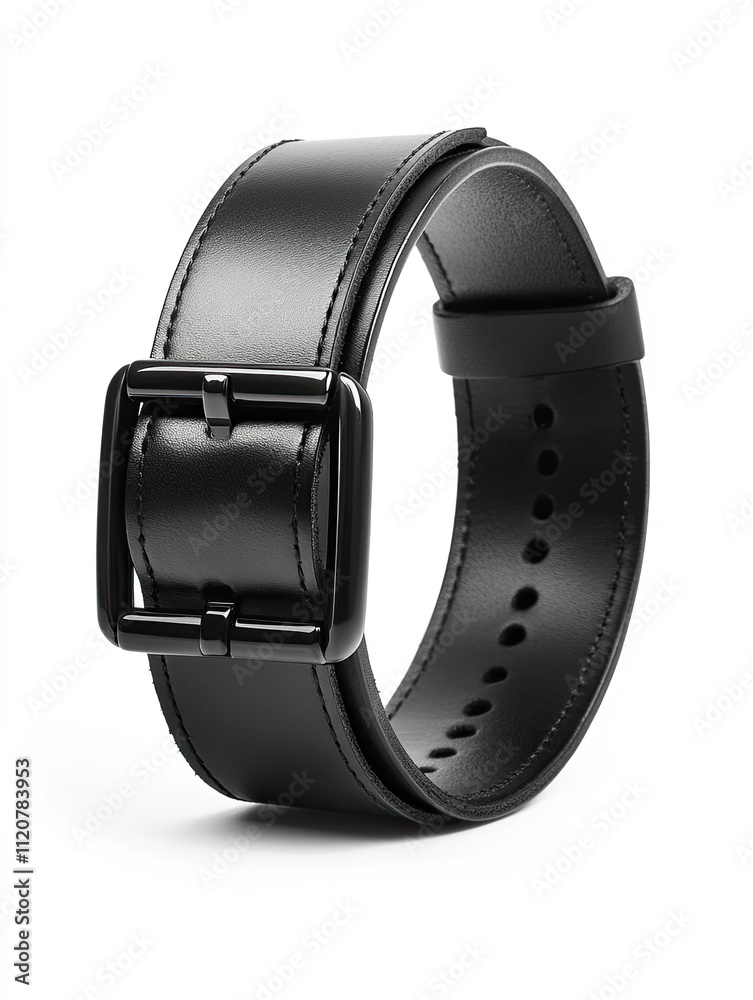 Black leather belt for trousers and jeans. Fashionable men's leather belt with dark chrome metal buckle isolated on white background. Men's accessory. Luxury strap. Black leather belt for trousers and jeans. Fashionable men's leather belt with dark chrome metal buckle isolated on white background. Men's accessory. Luxury strap.
