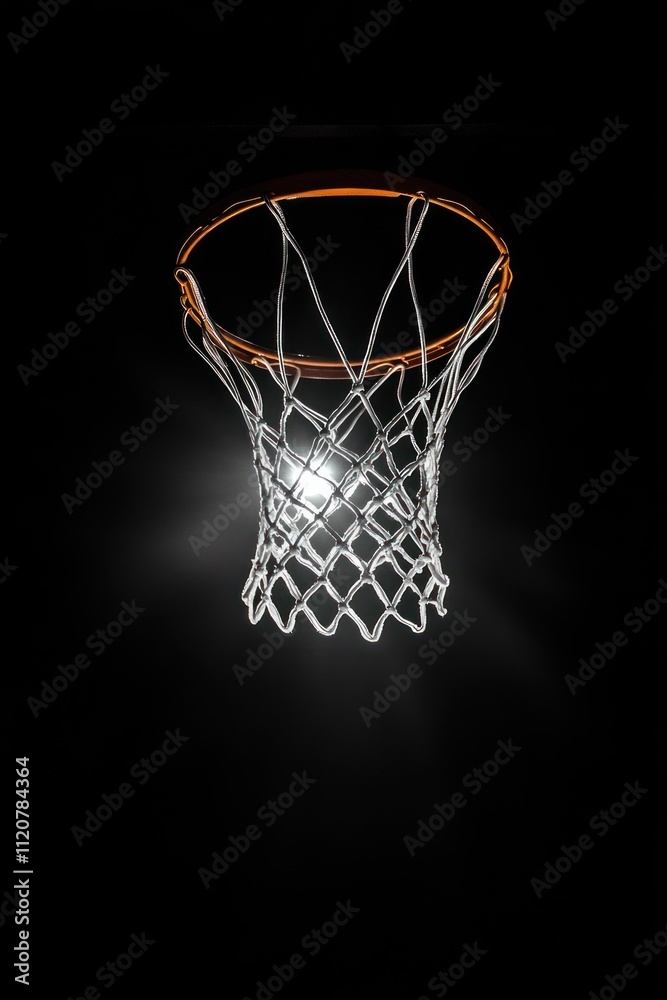 Minimalist Basketball Poster Black Background Hoop and Ball Entering Ring Olympic Games Minimalist Basketball Poster Black Background Hoop and Ball Entering Ring Olympic Games