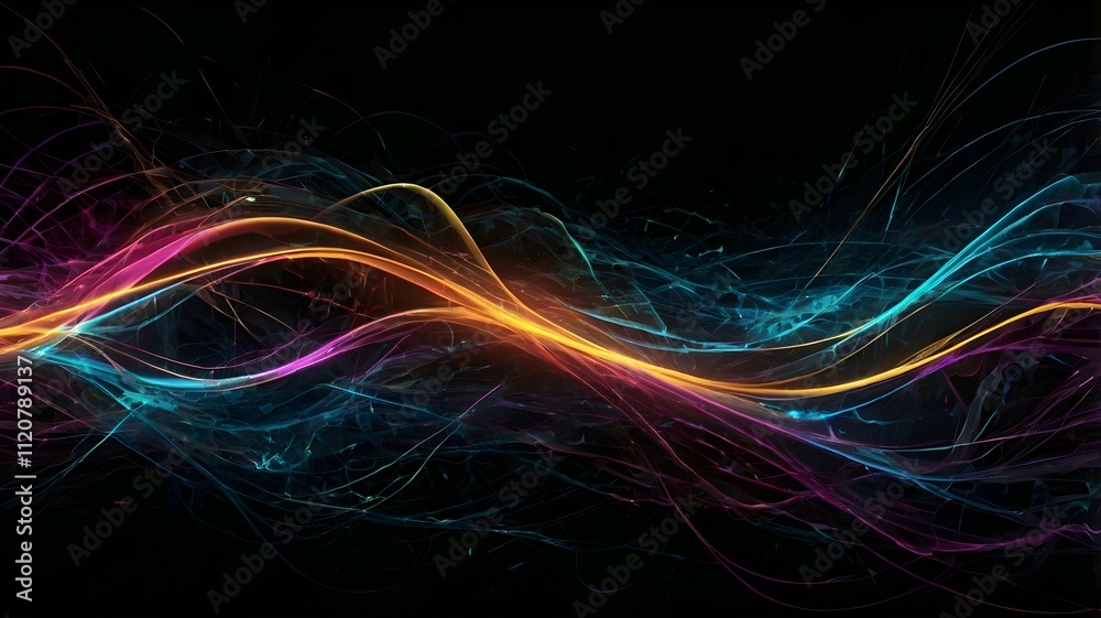 Abstract Fractal Burst with Waves and Dynamic Light Patterns in Futuristic Blue Design Abstract Fractal Burst with Waves and Dynamic Light Patterns in Futuristic Blue Design