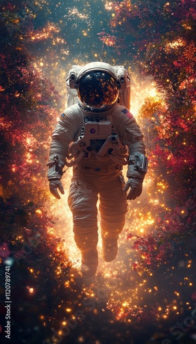 Fototapeta Naklejka Na Ścianę i Meble -  Astronaut in Alien Forest Surrealism