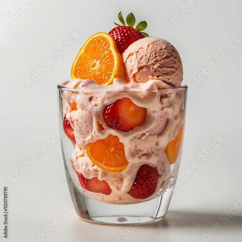 Icecream with fruin the glass photo