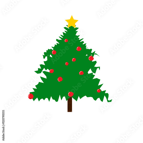 Christmas tree with blinking lamp and star decorated christmas tree minimalist