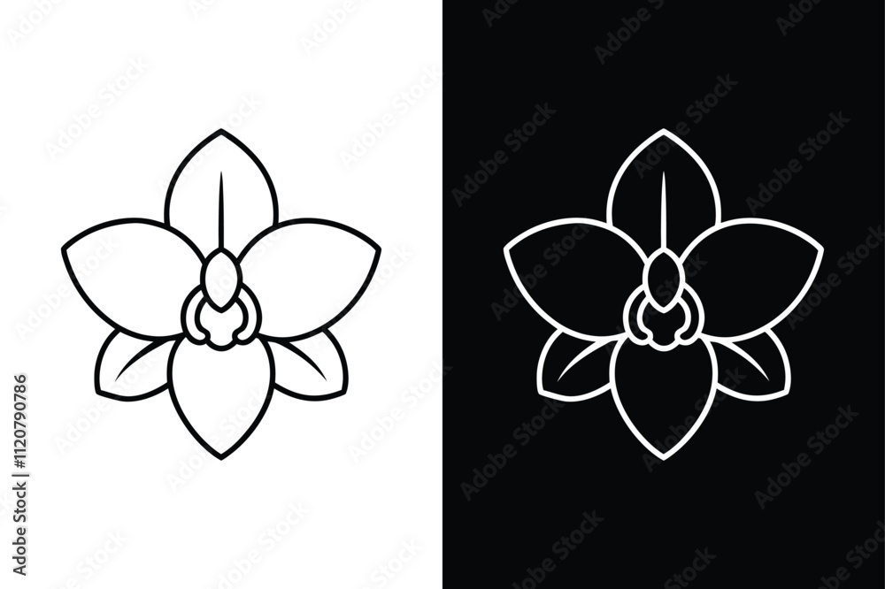 Nature’s Elegance. Black and White Orchid Icons for Creative Design Projects Nature’s Elegance. Black and White Orchid Icons for Creative Design Projects