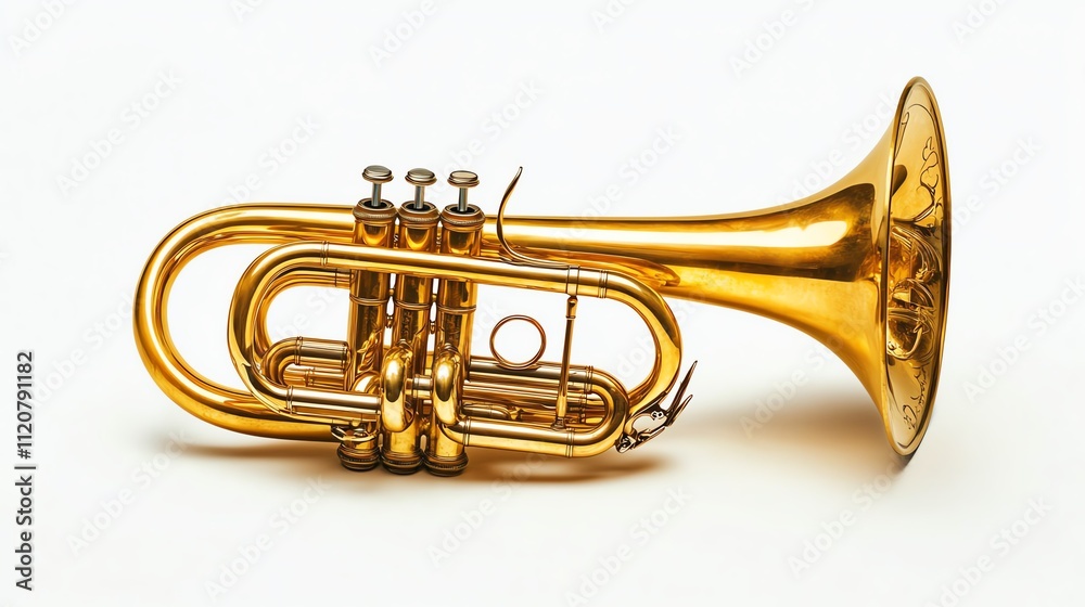 Obraz premium A shiny brass tuba, perfect for music and performance settings.
