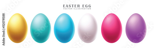 Easter eggs plain clipart set design. Plain and colorful easter egg clip art graphic elements for traditional  hunt celebration. Vector illustration matte 3d oval collection.
