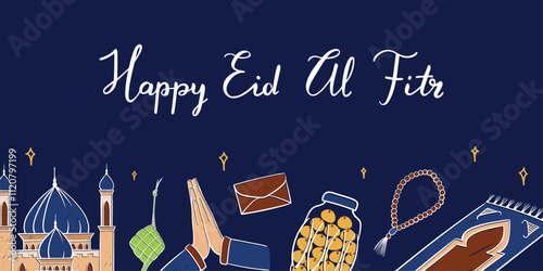 Islamic eid banner or poster vector illustration