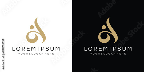 creative letter A logo design, happy people graphic vector template