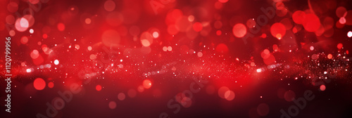 Festive Red Background with Bokeh Lights and Sparkling Stars