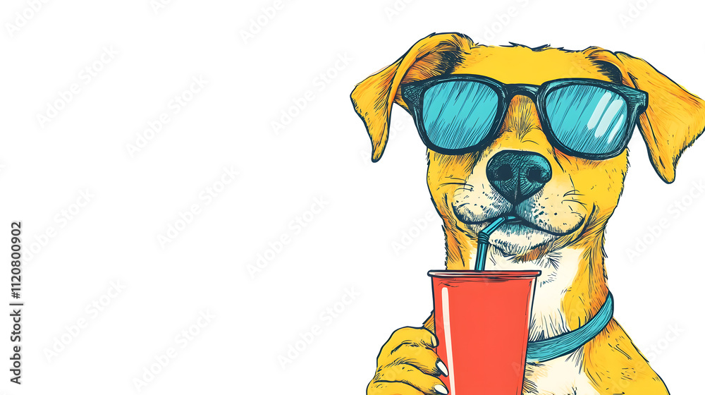Fototapeta premium Playful Doodle Dog Illustrations for Creative Posters, Tags, and Banners with Text Space