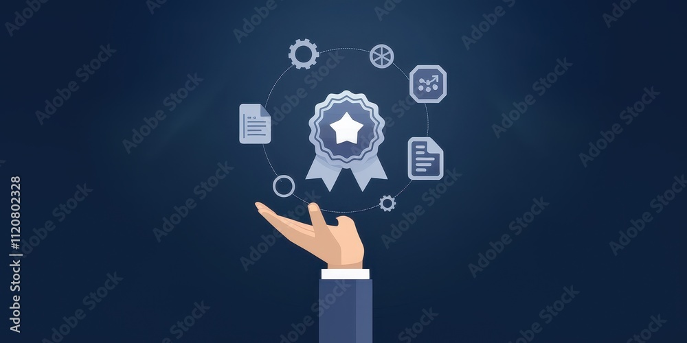 Innovative Workplace Success Icons and Rewards Concept Innovative Workplace Success Icons and Rewards Concept