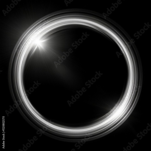 Beautiful Circle Light Flare Effect with Flare isolated in Black Solid Background