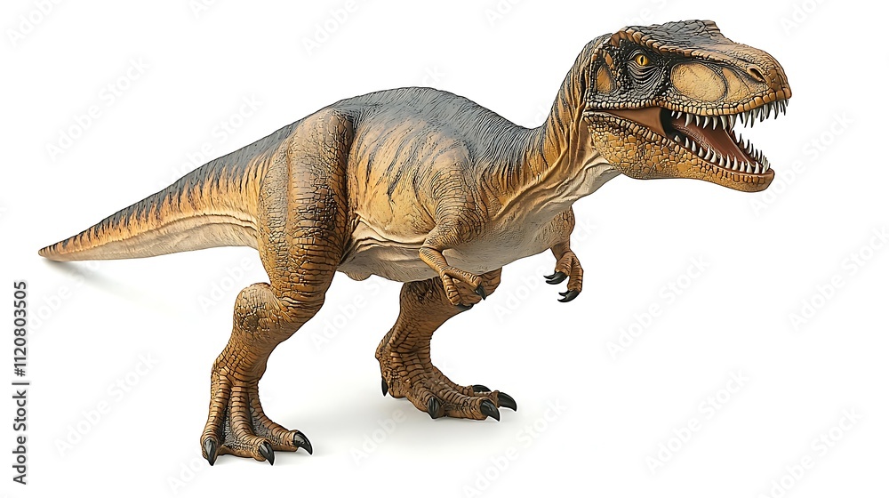 Naklejka premium Tyrannosaurus Rex, a fearsome dinosaur, isolated on white background.