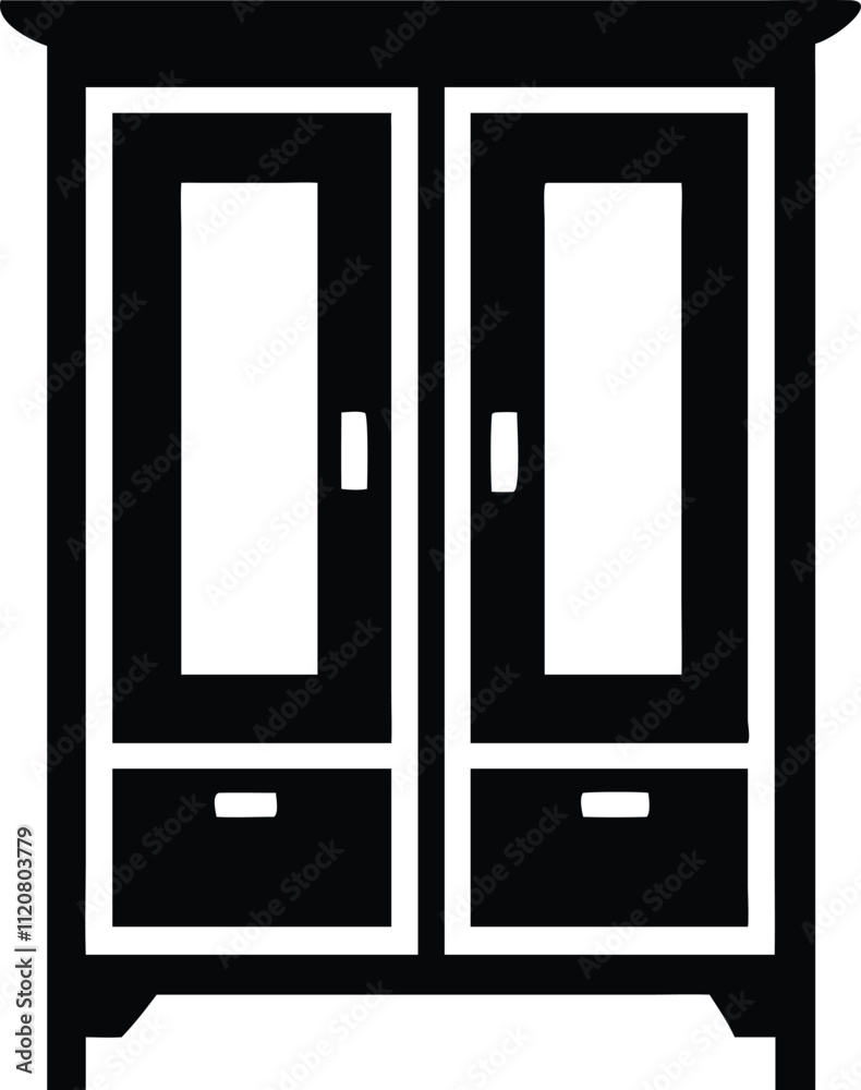 Armoire silhouette vector Isolated on white background. Armoire silhouette vector Isolated on white background.