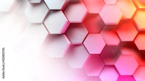 Abstract Hexagon Pattern: Pink and White 3D Geometric Design