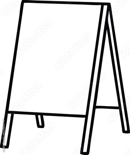 Blank Menu outdoor wooden stand line art vector isolated on white background