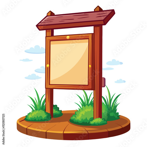 Blank Menu outdoor wooden stand isolated on white background