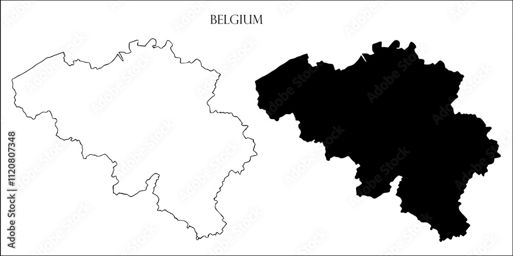 Fototapeta premium Belgium Blank Map, Belgium Map Outline Vector Images