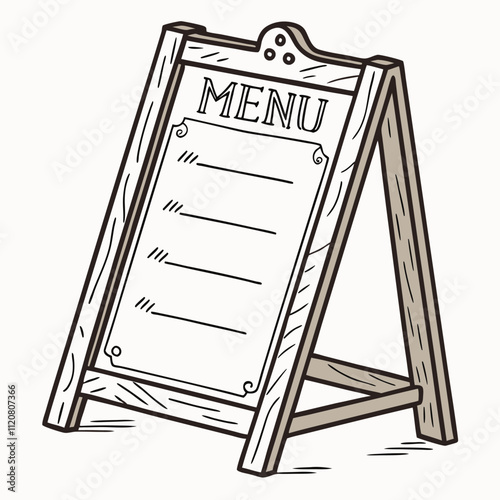 Blank Menu outdoor wooden stand isolated on white background